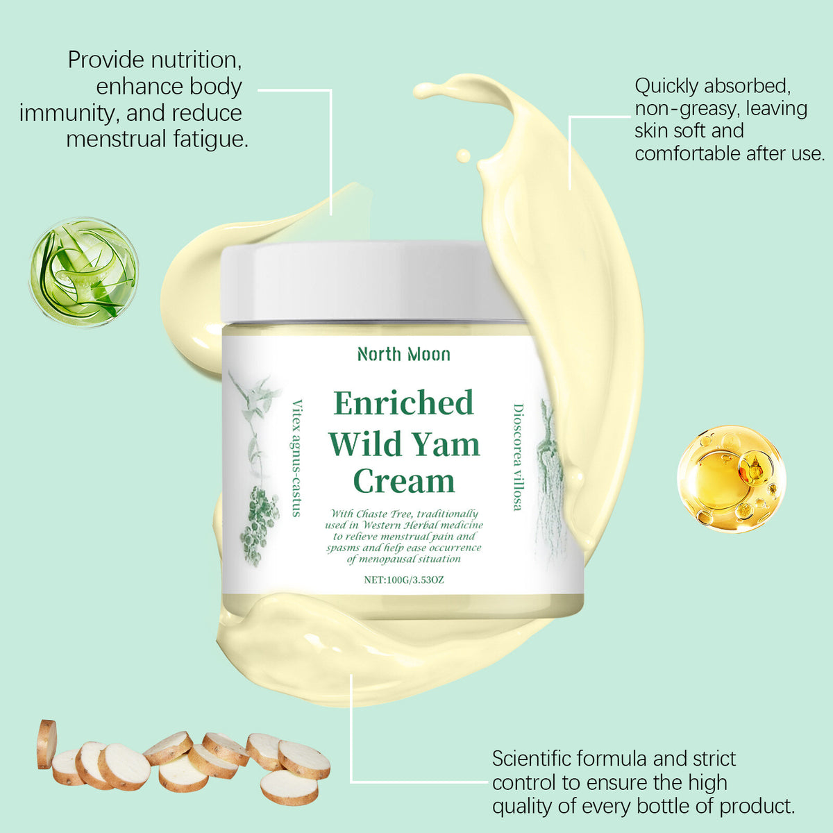 Wild Yam Cream Organic for Hormone Balance,Relieve Menstrual Discomfort,100g
