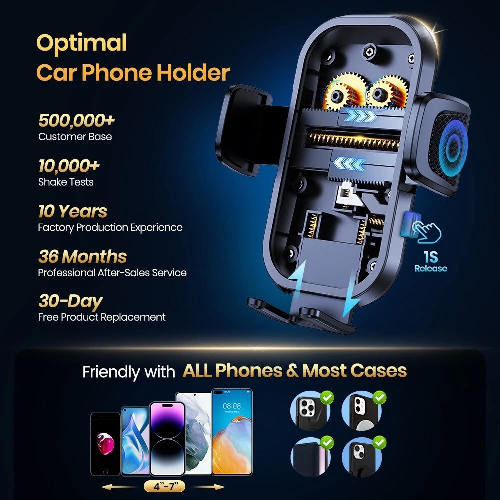 TOPK Car Phone Mount 3 in 1 Phone Holder for Car Dashboard/Windscreen/Air Vent