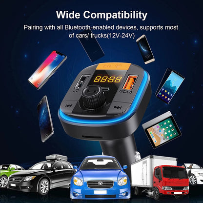 Bluetooth FM Transmitter for Car - BAISHUN Bluetooth Car Adapter PD20W+QC3.0 Cig
