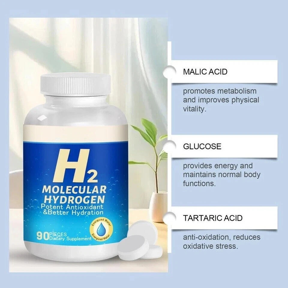 Hydrogen Water Tablets, 8 PPM Hydrogen Tablets for Drinking Water, H2 Molecular