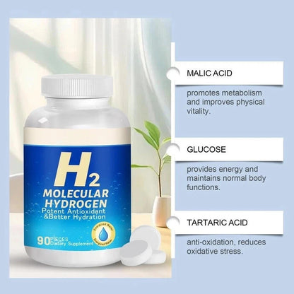 Hydrogen Water Tablets, 8 PPM Hydrogen Tablets for Drinking Water, H2 Molecular