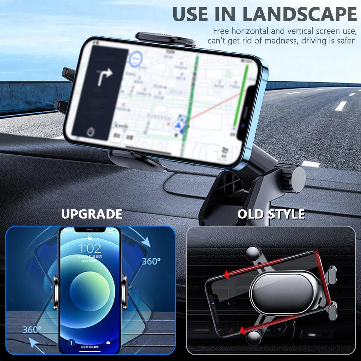 Car Phone Holder Dashboard Windshield Phone Mount Universal for iPhone Samsung