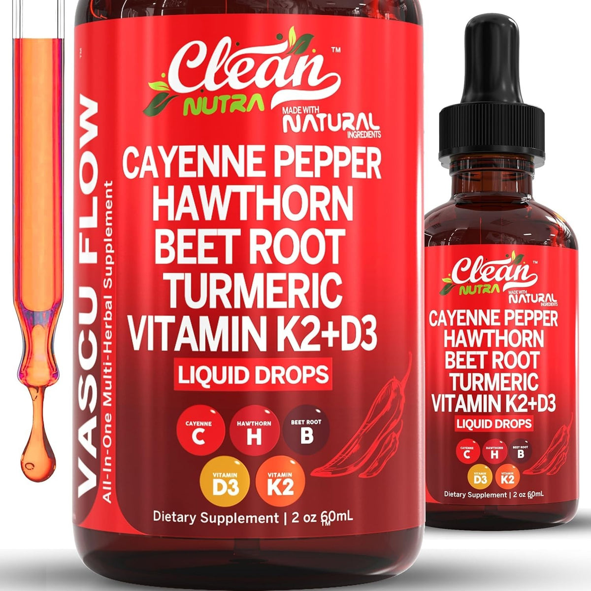 Clean Nutra Cayenne Pepper Supplement Liquid Drops + Hawthorn Berry