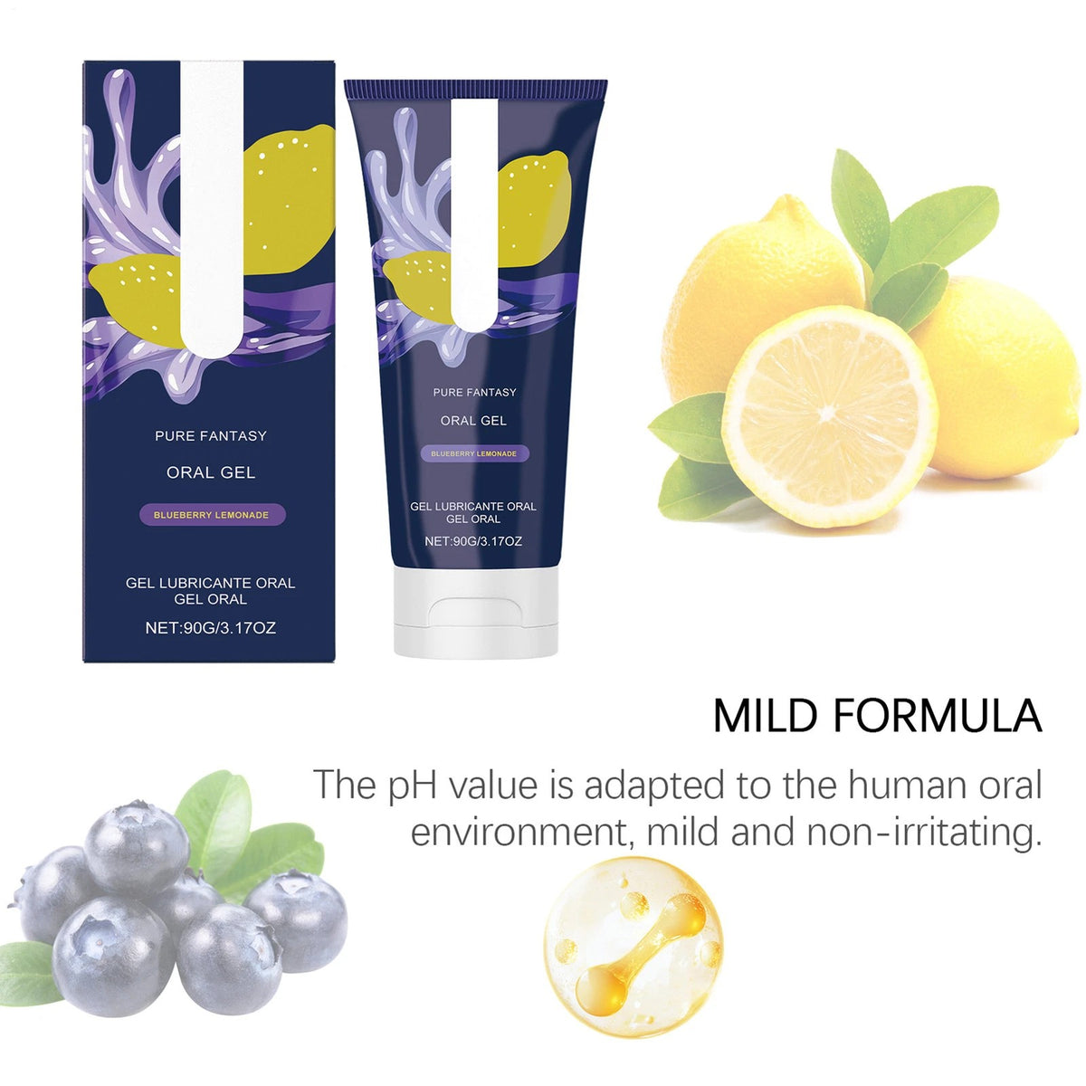 1-3pack Pure Romance- GREAT HEAD- Oral Gel- Blueberry Lemonade- Relax Gag Reflex