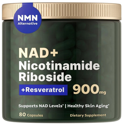 NAD+ Supplement for Anti-Aging Energy Focus & Nicotinamide Riboside Resveratrol