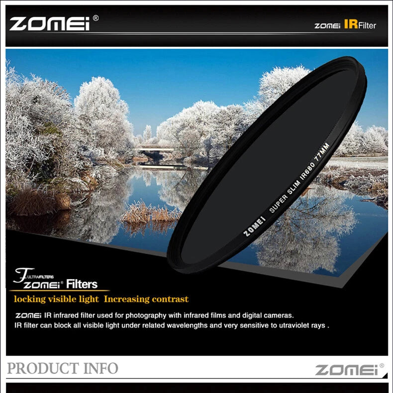 Zomei Infrared IR filter 680nm for camera DSLR 25/30/37/49/52/55/58/62/67/72mm