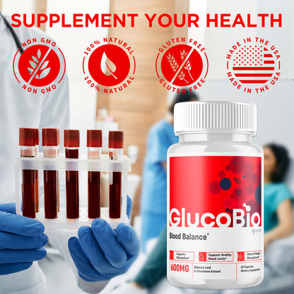 (3 Pack) Gluco Bio Blood Sugar Balance Pills, GlucoBio Heart Health Support