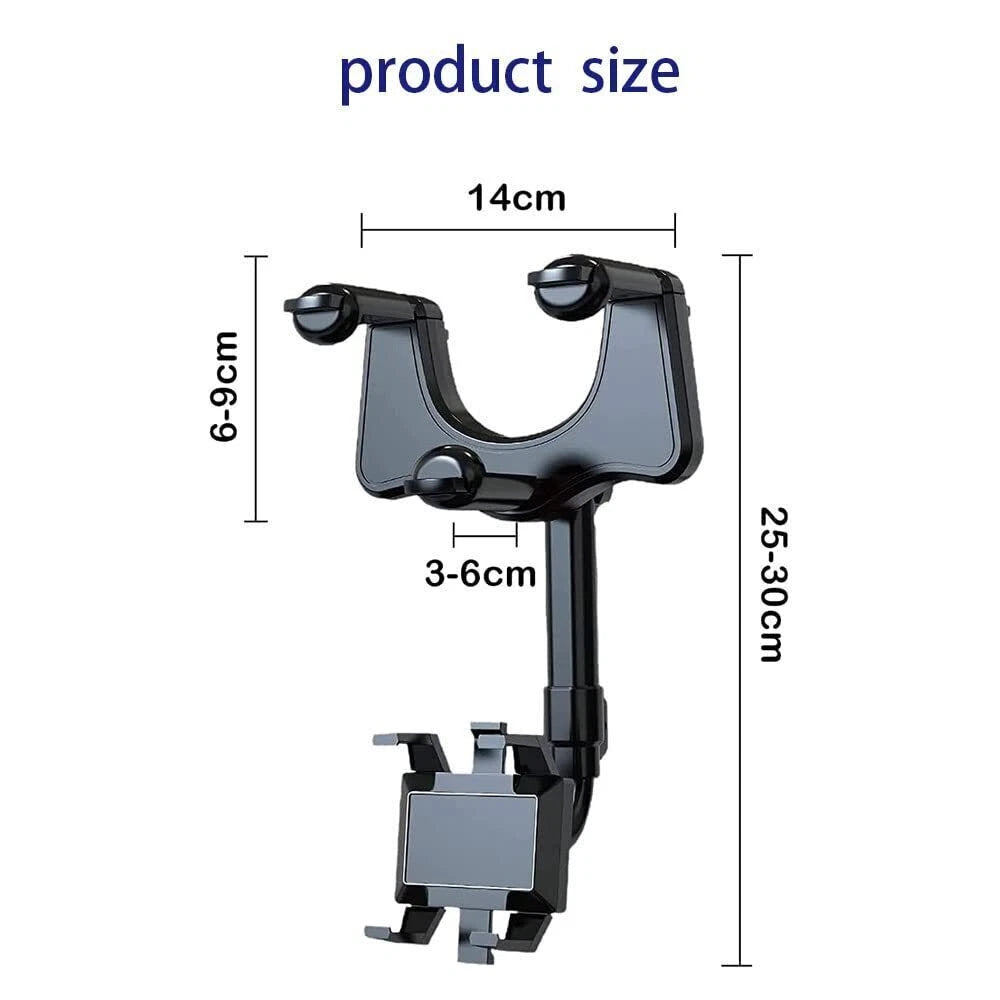 360° Car Phone Holder Rotatable And Retractable Rearview Mirror Mount Universal