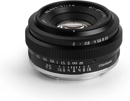 TTArtisan 25mm f2 APS-C Manual Focus Mirrorless Camera Lens with M43 Mount