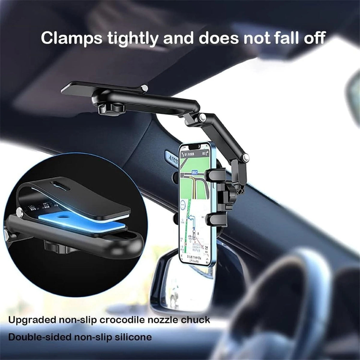 Phone Holder 360° Rotatable Adjustable Sun Visor Car Mount Clip For Most Phones