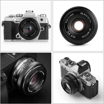 TTArtisan 25mm f2 APS-C Manual Focus Mirrorless Camera Lens with M43 Mount