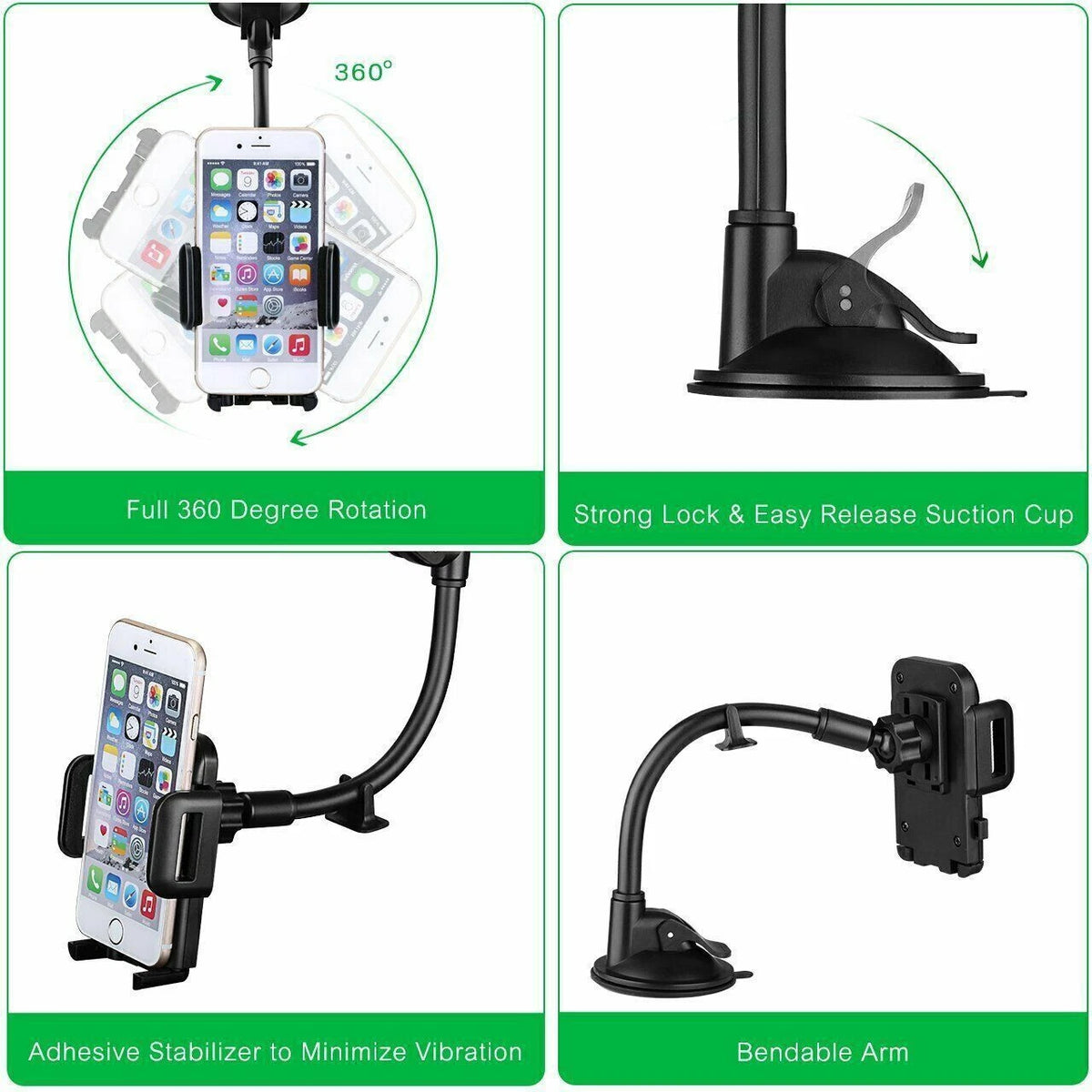 Car Windshield Mount Cradle Holder Stand GPS for Cell Phone Universal 360°