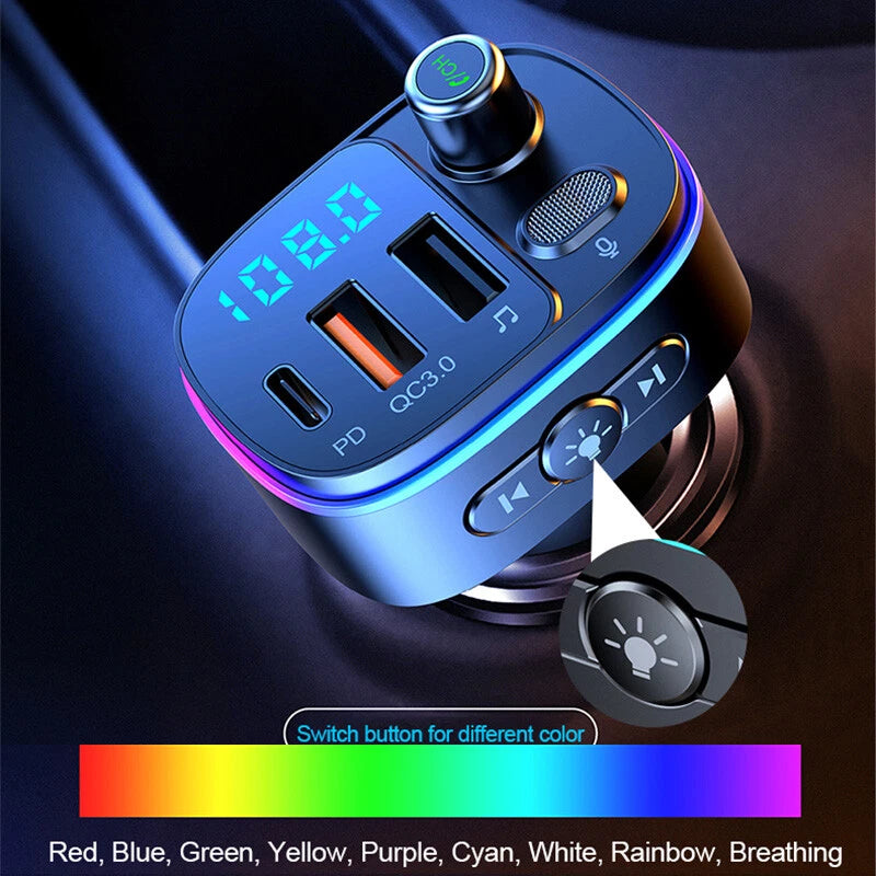 Car Cigar Plug Bluetooth FM Transmitter MP3 Player Radio Adapter Kit USB Charger