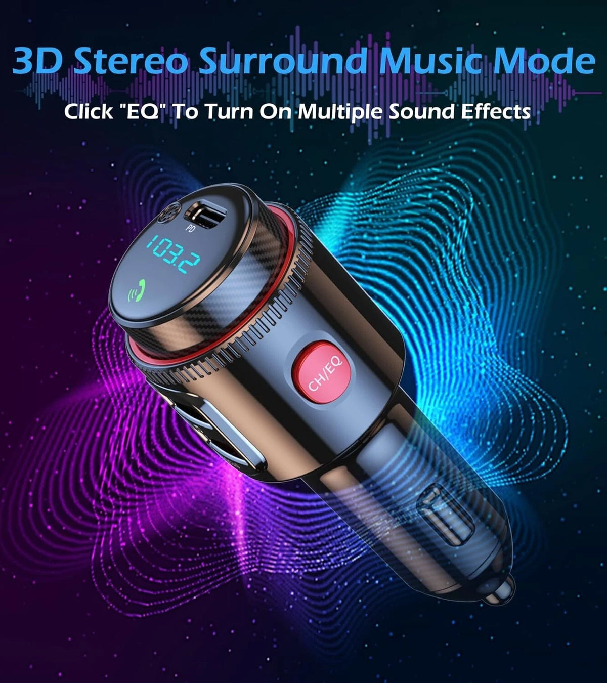 Car Bluetooth FM Transmitter PD 45W Car Charger Power Adapter Cigarette Lighter
