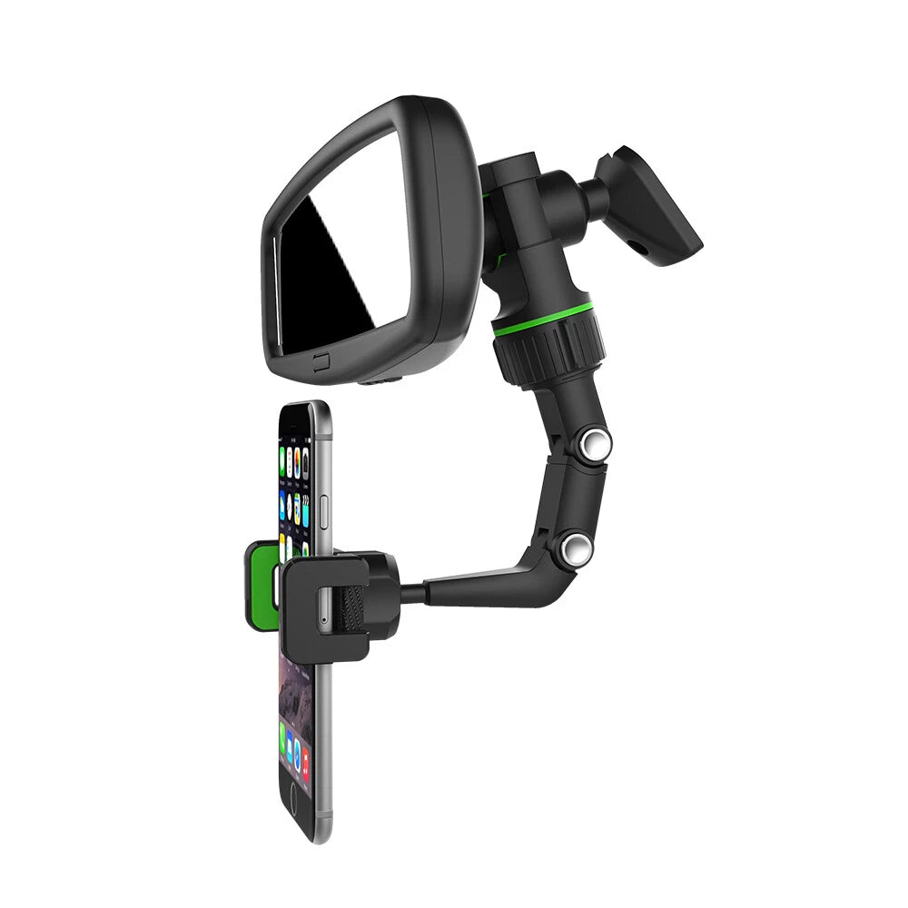 360° Car Rearview Mirror Rotation Adjustable Phone Holder Mount Multifunction