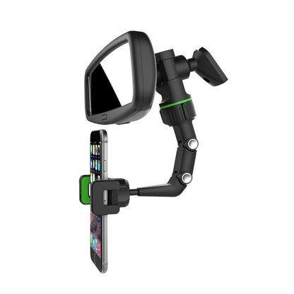 360° Car Rearview Mirror Rotation Adjustable Phone Holder Mount Multifunction