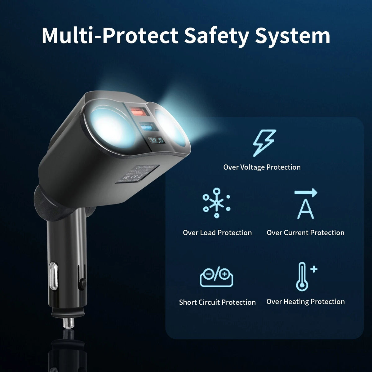 USB Car Charger Bluetooth Splitter Cigarette Lighter Fast Charge Switch Adapter
